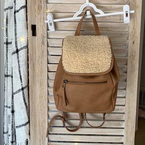 Brown Leather & Fur Backpack TARGET